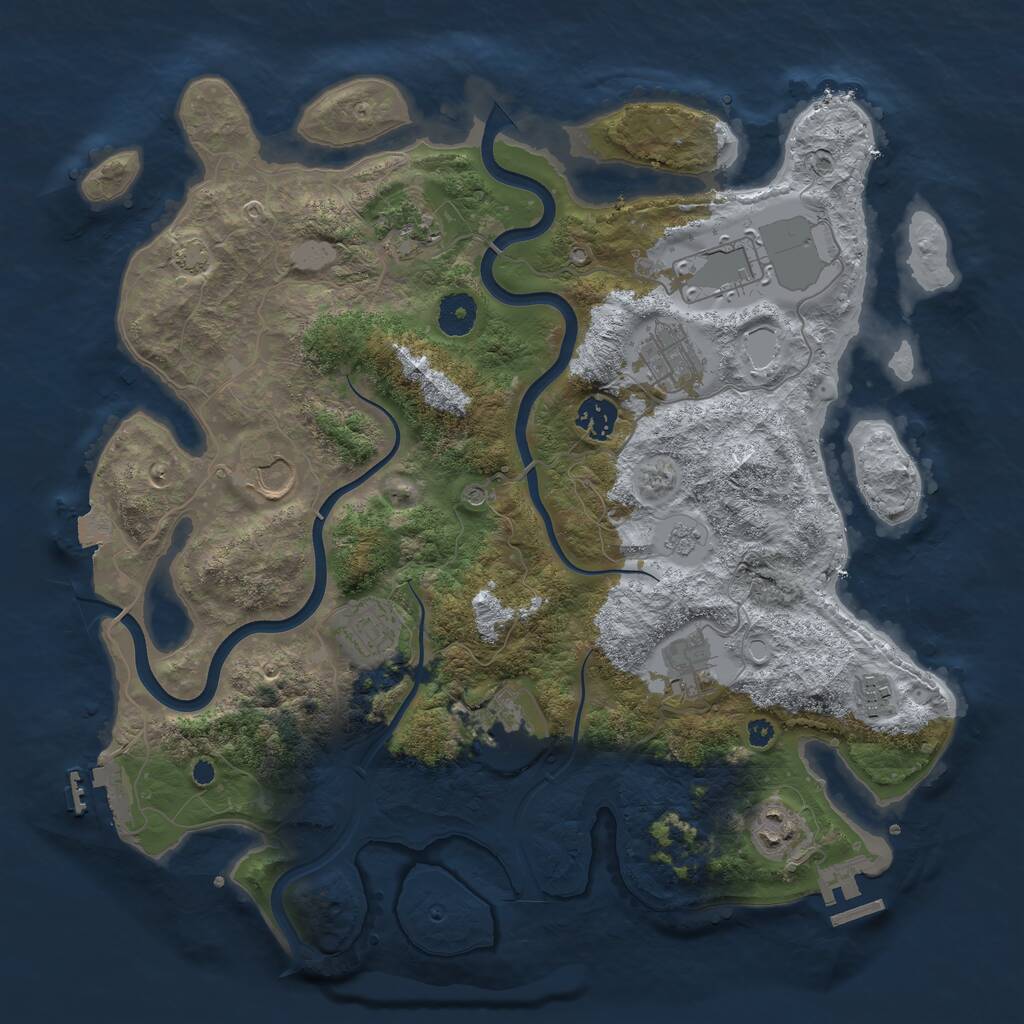 Rust Map: Procedural Map, Size: 3750, Seed: 523542, 16 Monuments