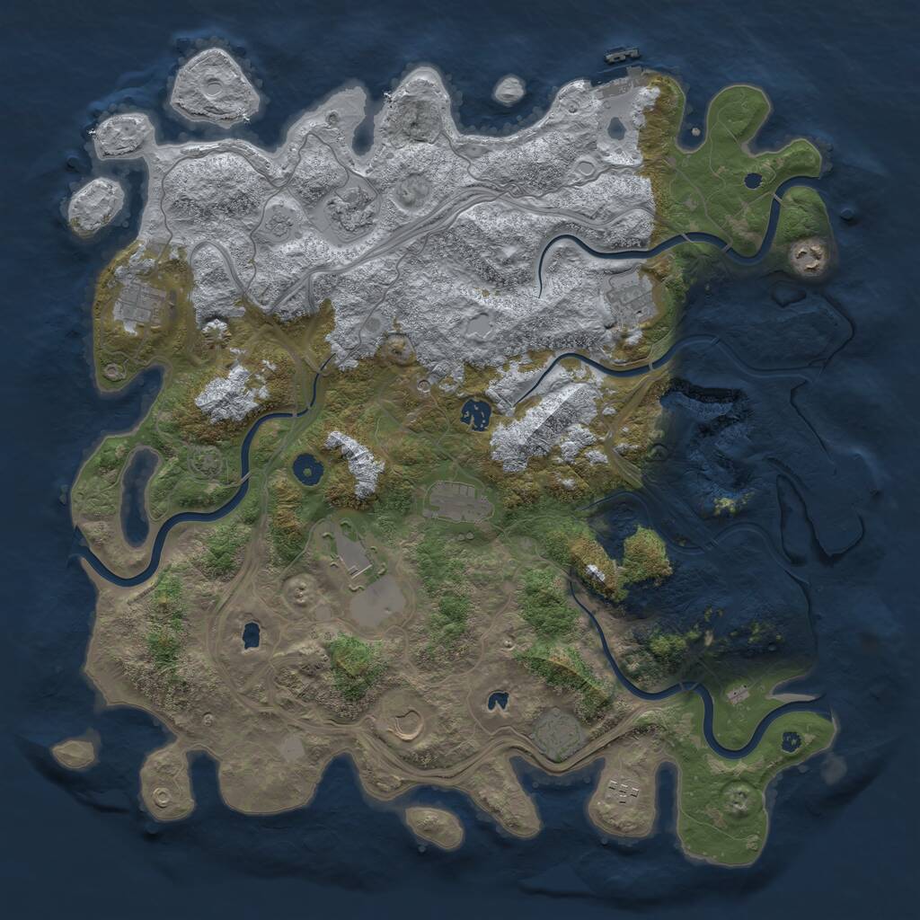 Rust Map: Procedural Map, Size: 4500, Seed: 227726, 16 Monuments