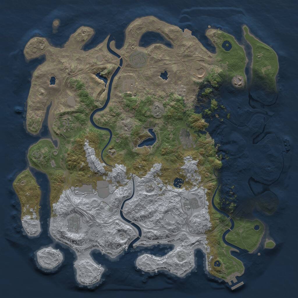 Rust Map: Procedural Map, Size: 4500, Seed: 209738, 17 Monuments