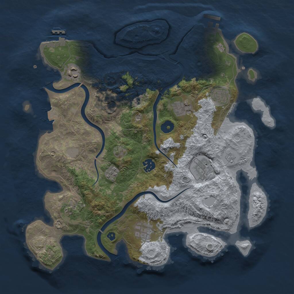 Rust Map: Procedural Map, Size: 3500, Seed: 1273362466, 15 Monuments