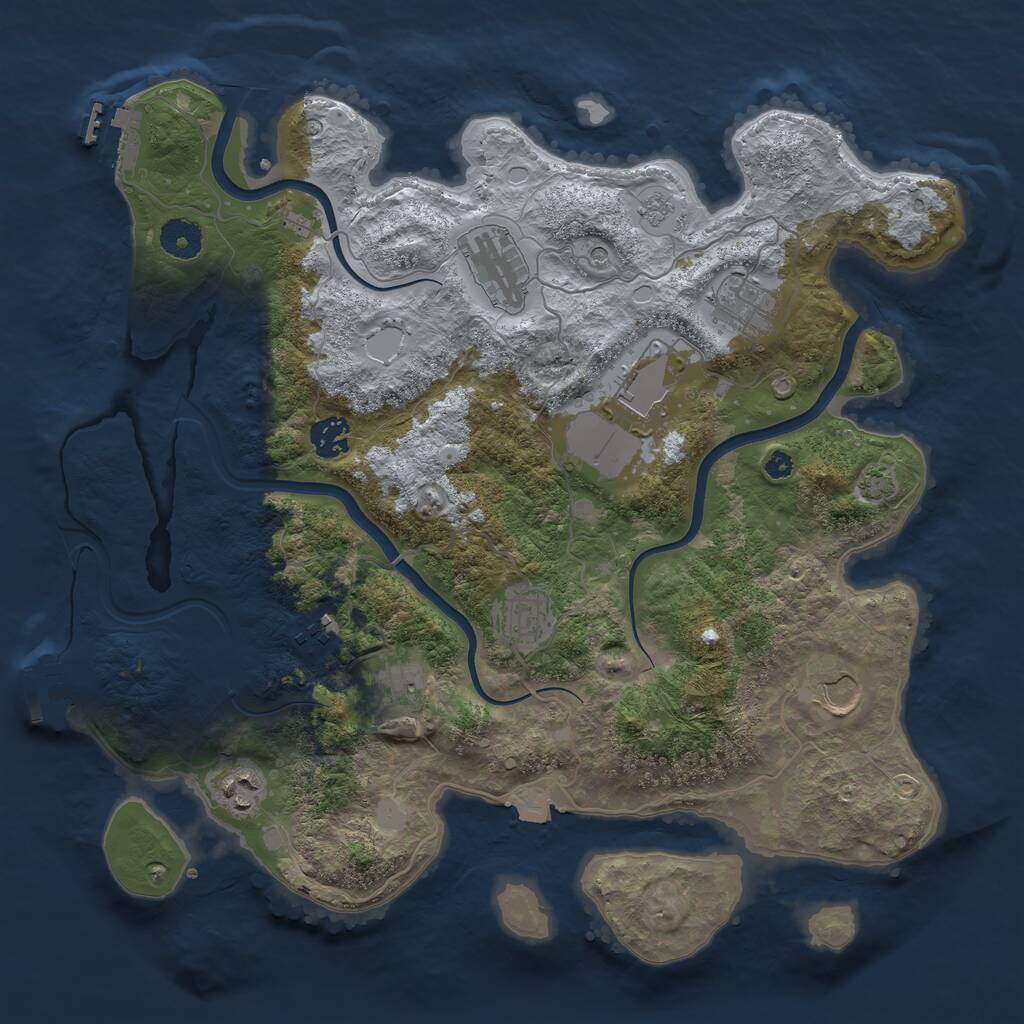 Rust Map: Procedural Map, Size: 3750, Seed: 1131396695, 15 Monuments