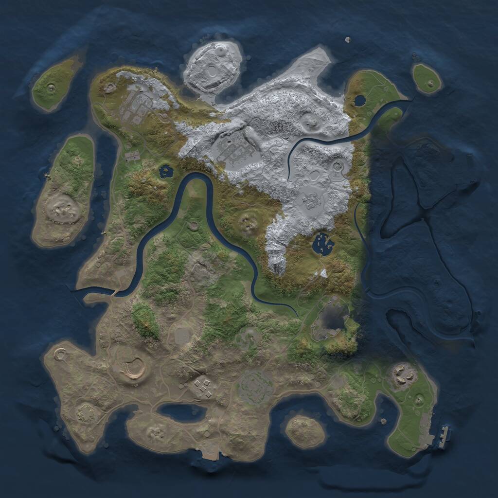 Rust Map: Procedural Map, Size: 3500, Seed: 1038156235, 14 Monuments