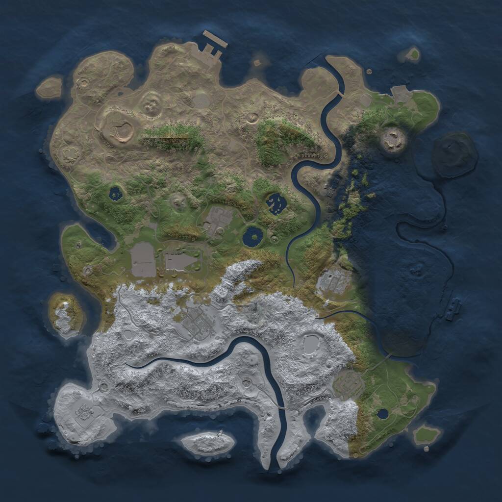 Rust Map: Procedural Map, Size: 3750, Seed: 655456, 15 Monuments