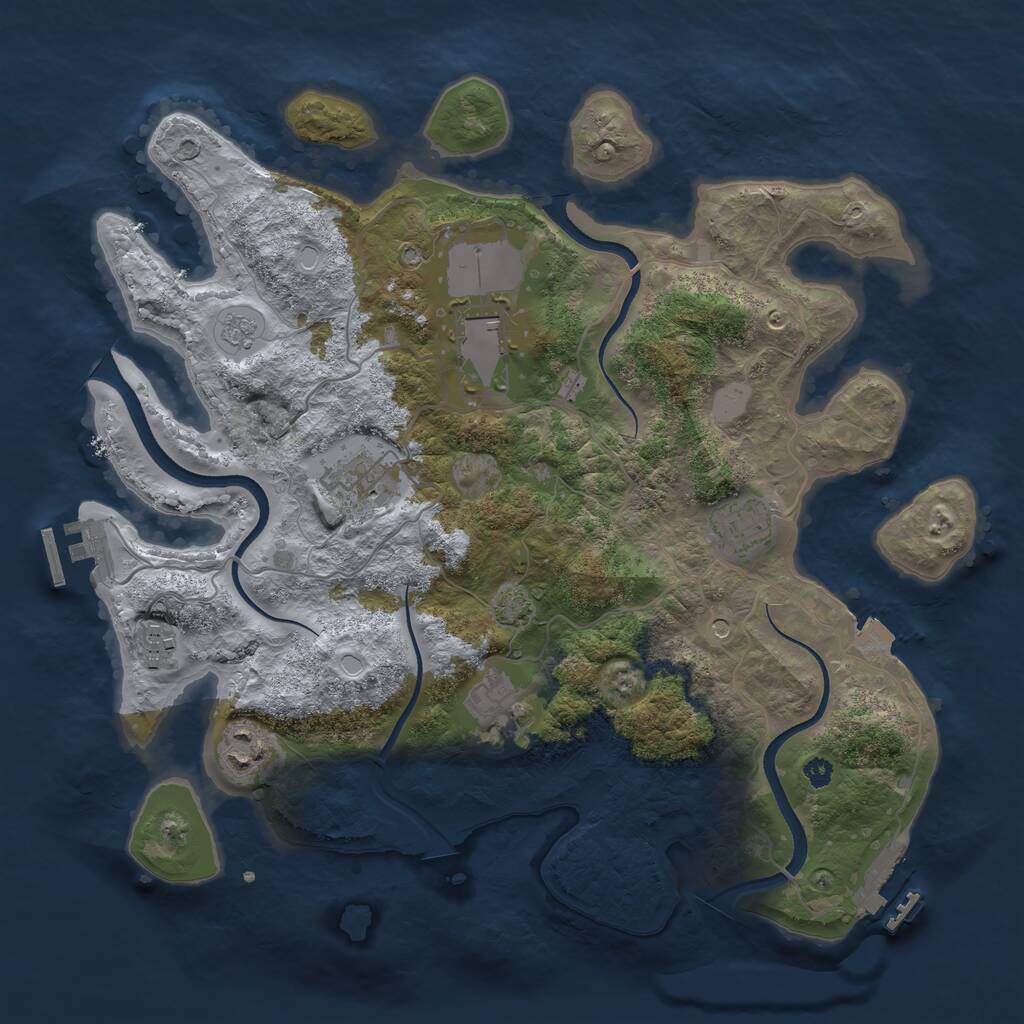 Rust Map: Procedural Map, Size: 3500, Seed: 126126, 12 Monuments