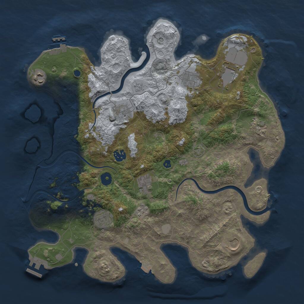 Rust Map: Procedural Map, Size: 3750, Seed: 923688, 16 Monuments