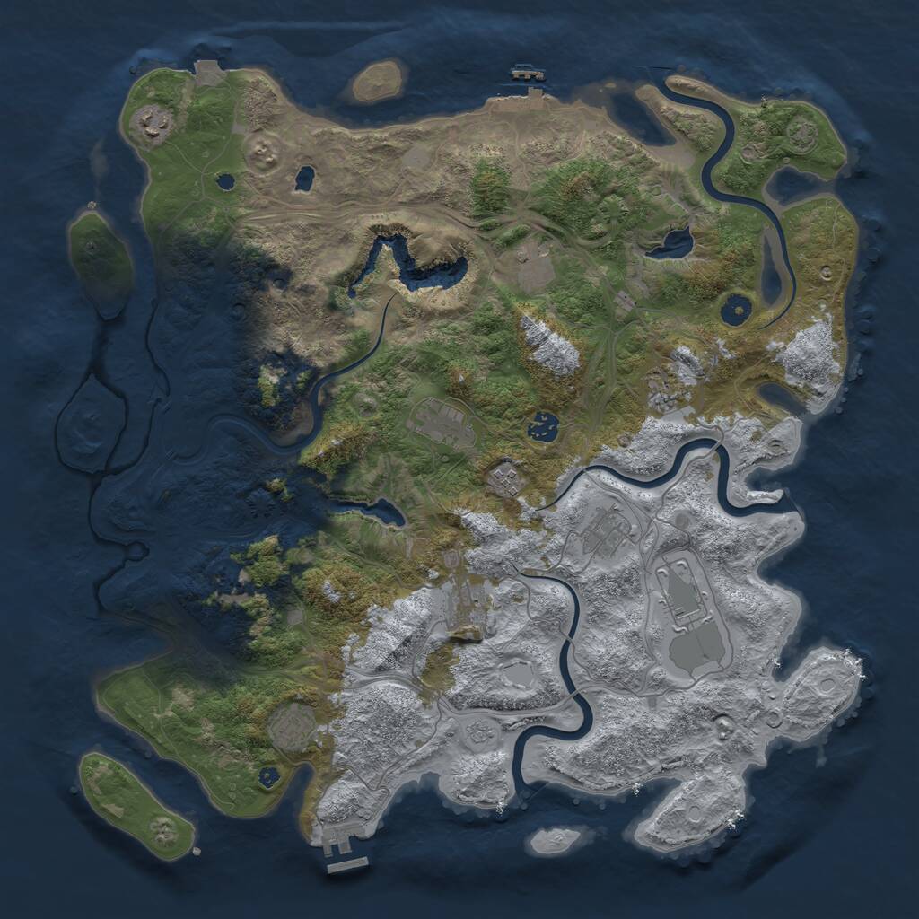 Rust Map: Procedural Map, Size: 4500, Seed: 469395, 16 Monuments
