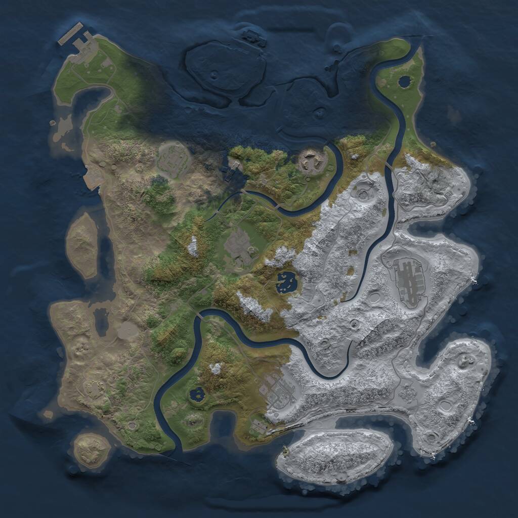 Rust Map: Procedural Map, Size: 3500, Seed: 164028, 13 Monuments
