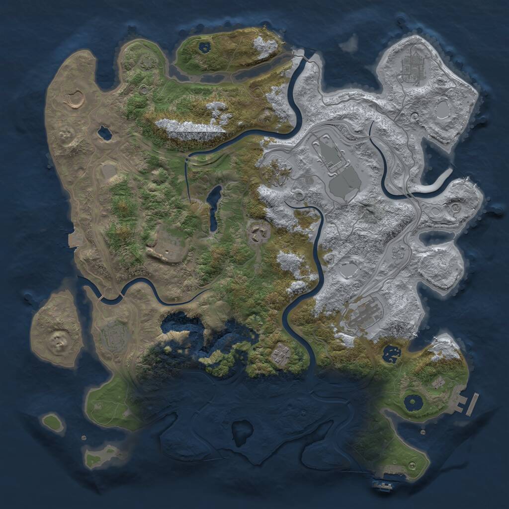 Rust Map: Procedural Map, Size: 4250, Seed: 263593411, 16 Monuments