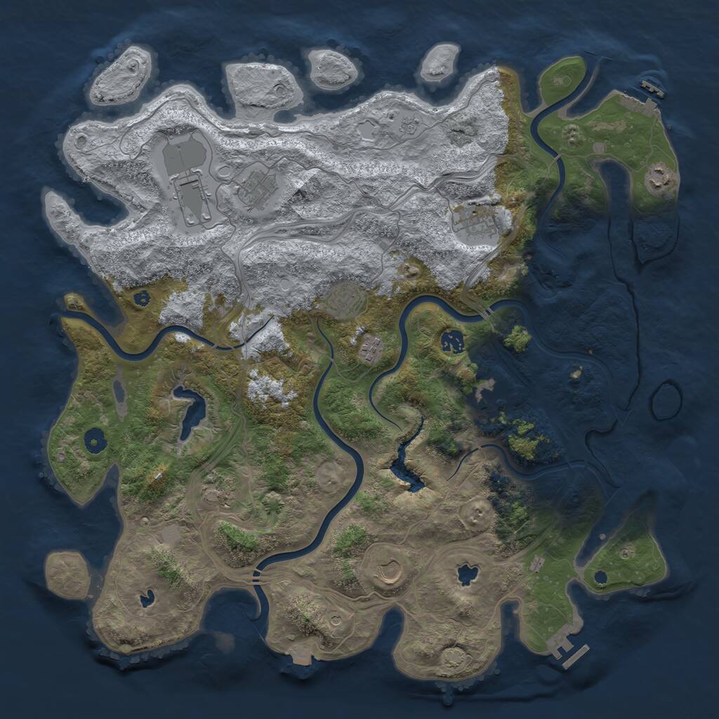 Rust Map: Procedural Map, Size: 4500, Seed: 856382, 16 Monuments