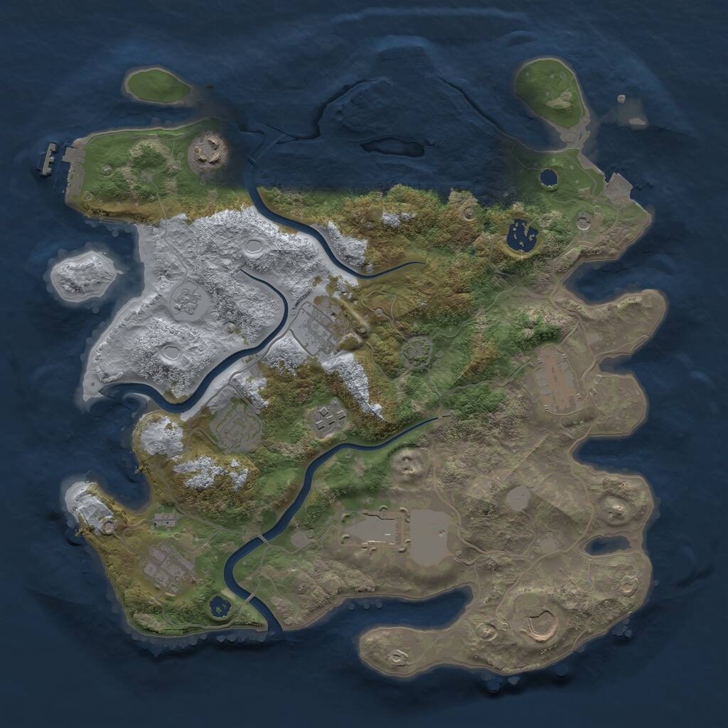 Rust Map: Procedural Map, Size: 3500, Seed: 1852673348, 15 Monuments