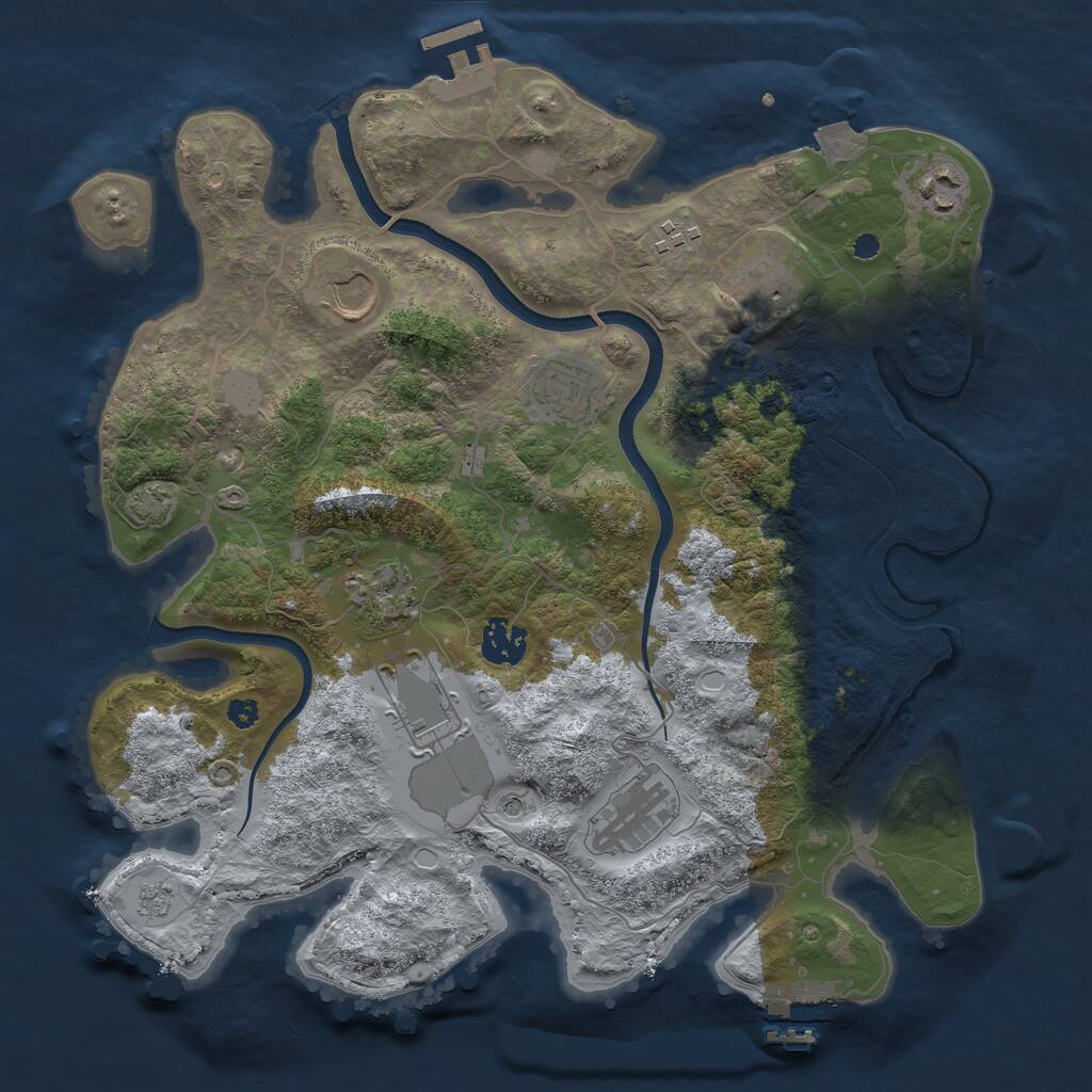 Rust Map: Procedural Map, Size: 3500, Seed: 15243365, 15 Monuments