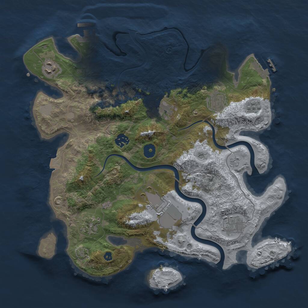 Rust Map: Procedural Map, Size: 3500, Seed: 76088979, 14 Monuments