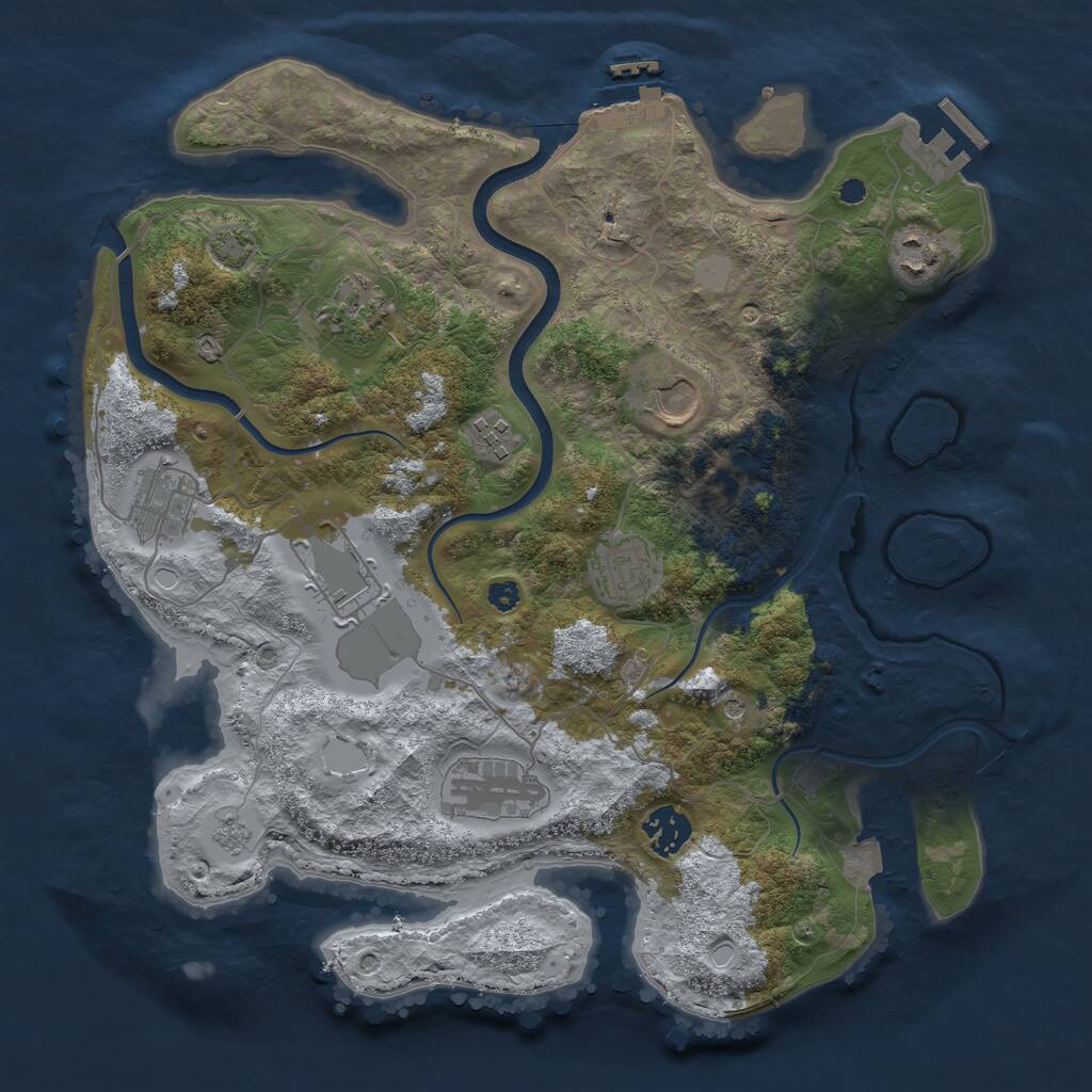 Rust Map: Procedural Map, Size: 3500, Seed: 1334843102, 15 Monuments