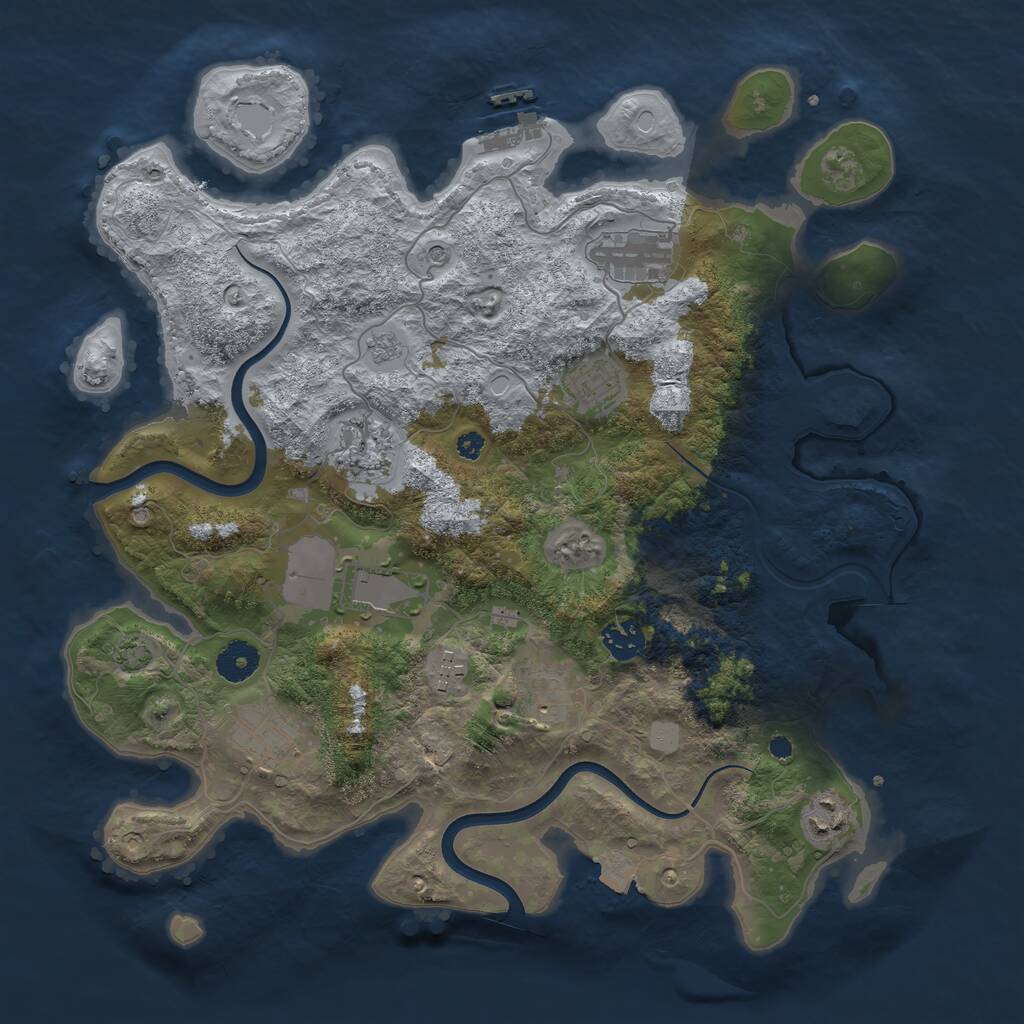 Rust Map: Procedural Map, Size: 3750, Seed: 163603, 14 Monuments