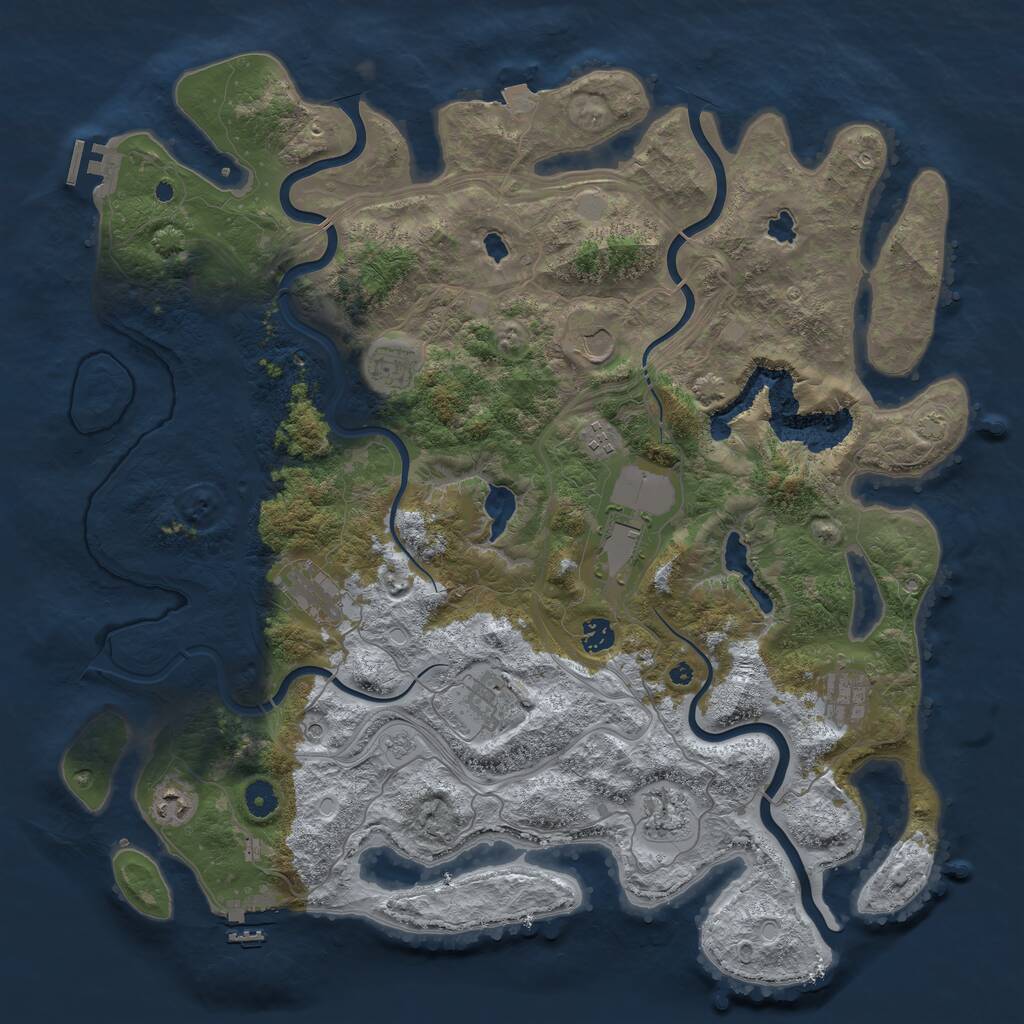 Rust Map: Procedural Map, Size: 4500, Seed: 711808975, 16 Monuments