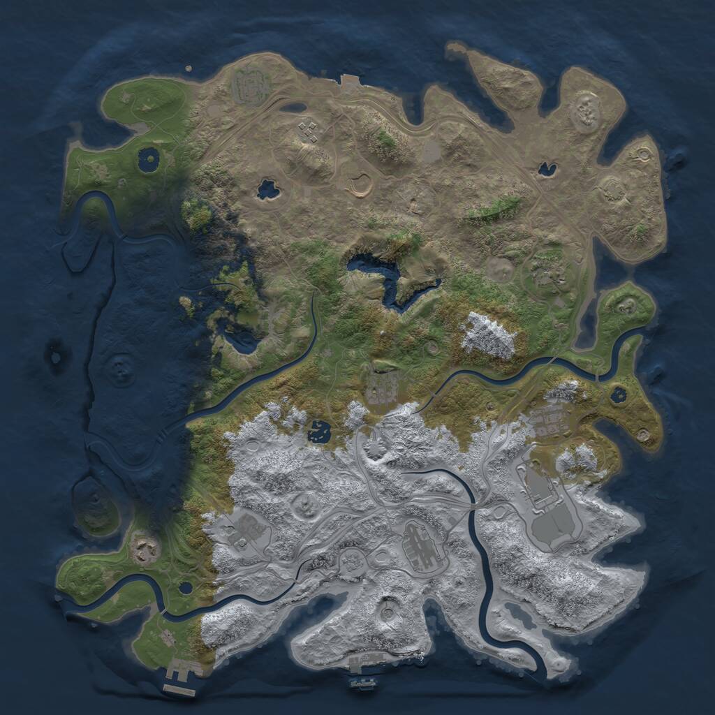 Rust Map: Procedural Map, Size: 4500, Seed: 776840, 17 Monuments