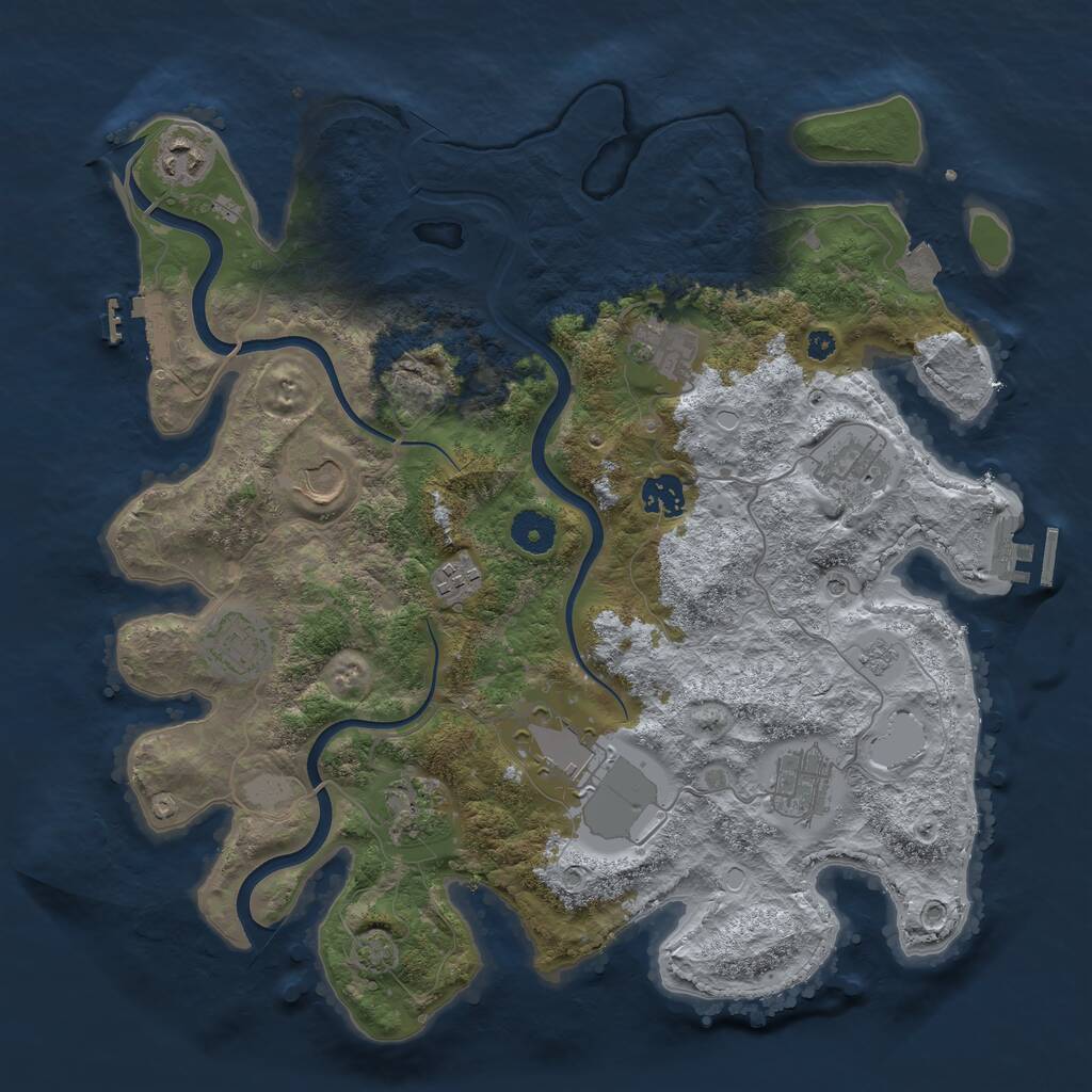 Rust Map: Procedural Map, Size: 3750, Seed: 317260, 16 Monuments