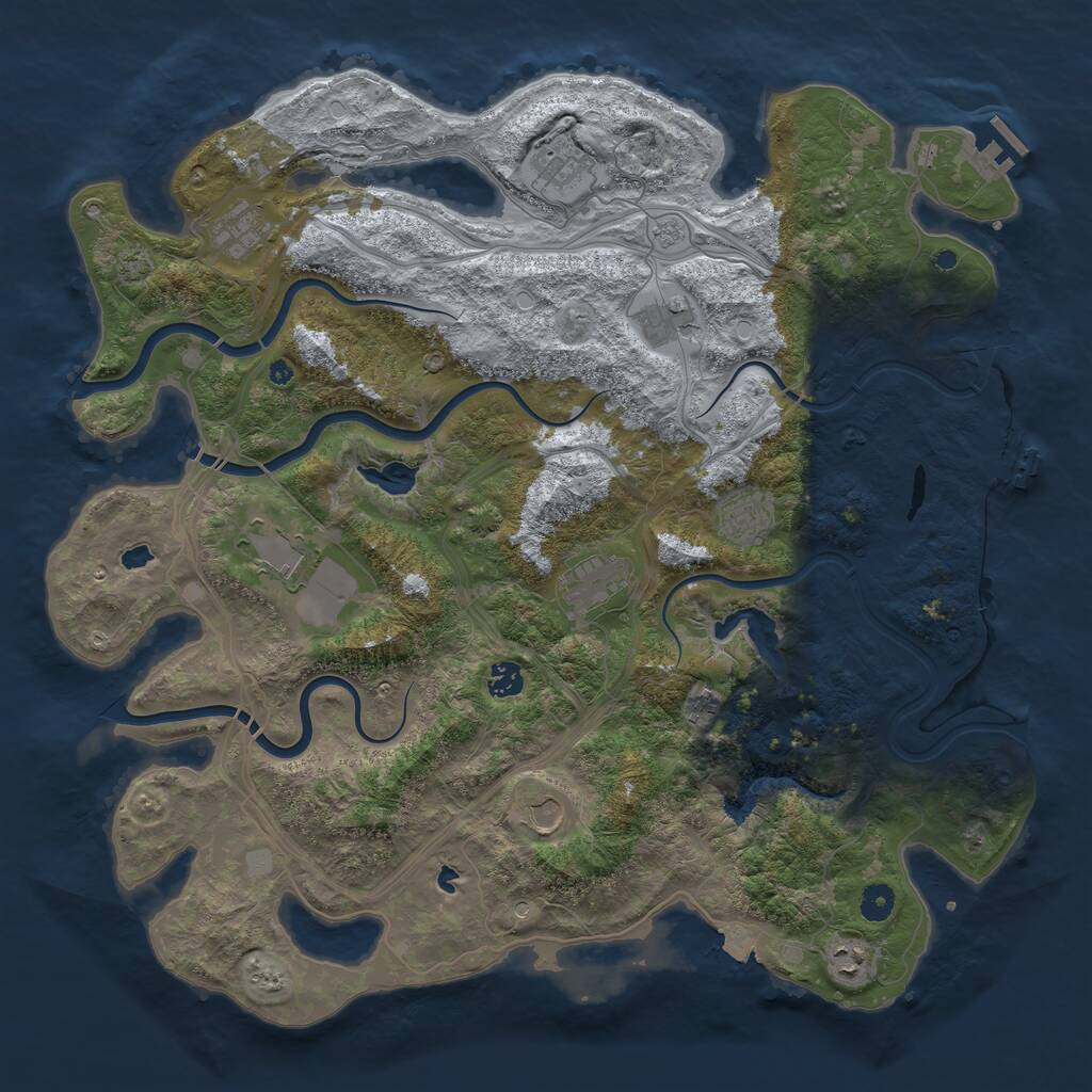 Rust Map: Procedural Map, Size: 4500, Seed: 170003, 16 Monuments