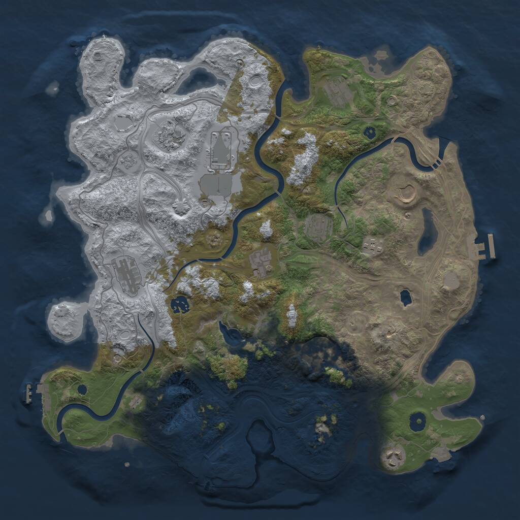 Rust Map: Procedural Map, Size: 4250, Seed: 697022, 17 Monuments