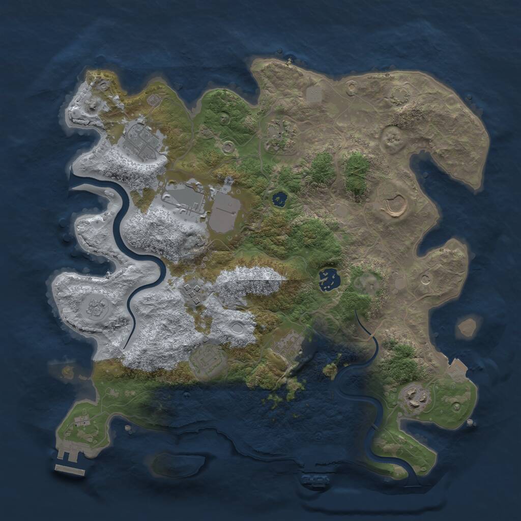 Rust Map: Procedural Map, Size: 3500, Seed: 1027721028, 15 Monuments