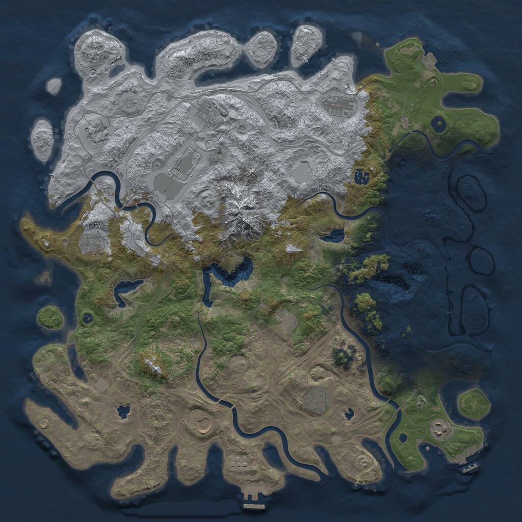 Rust Map: Procedural Map, Size: 5000, Seed: 877445, 17 Monuments