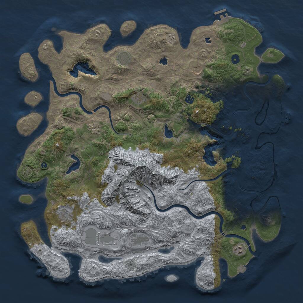 Rust Map: Procedural Map, Size: 5000, Seed: 738557, 16 Monuments