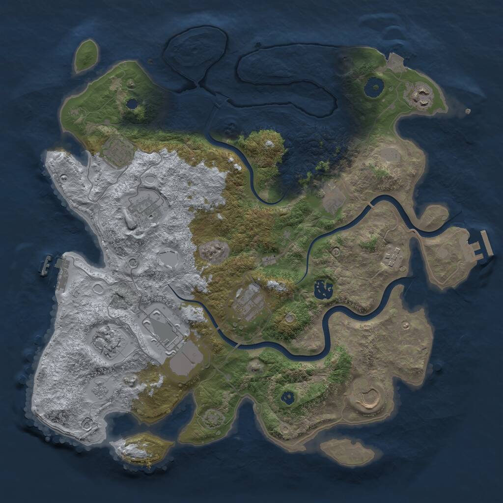 Rust Map: Procedural Map, Size: 3800, Seed: 498564067, 16 Monuments