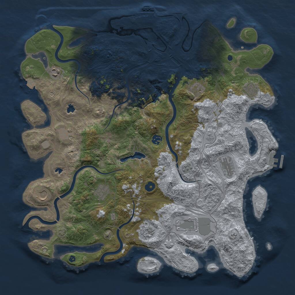 Rust Map: Procedural Map, Size: 4500, Seed: 697882, 17 Monuments
