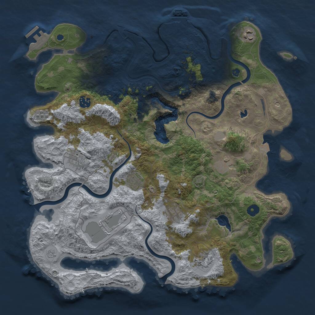 Rust Map: Procedural Map, Size: 4000, Seed: 780871, 15 Monuments