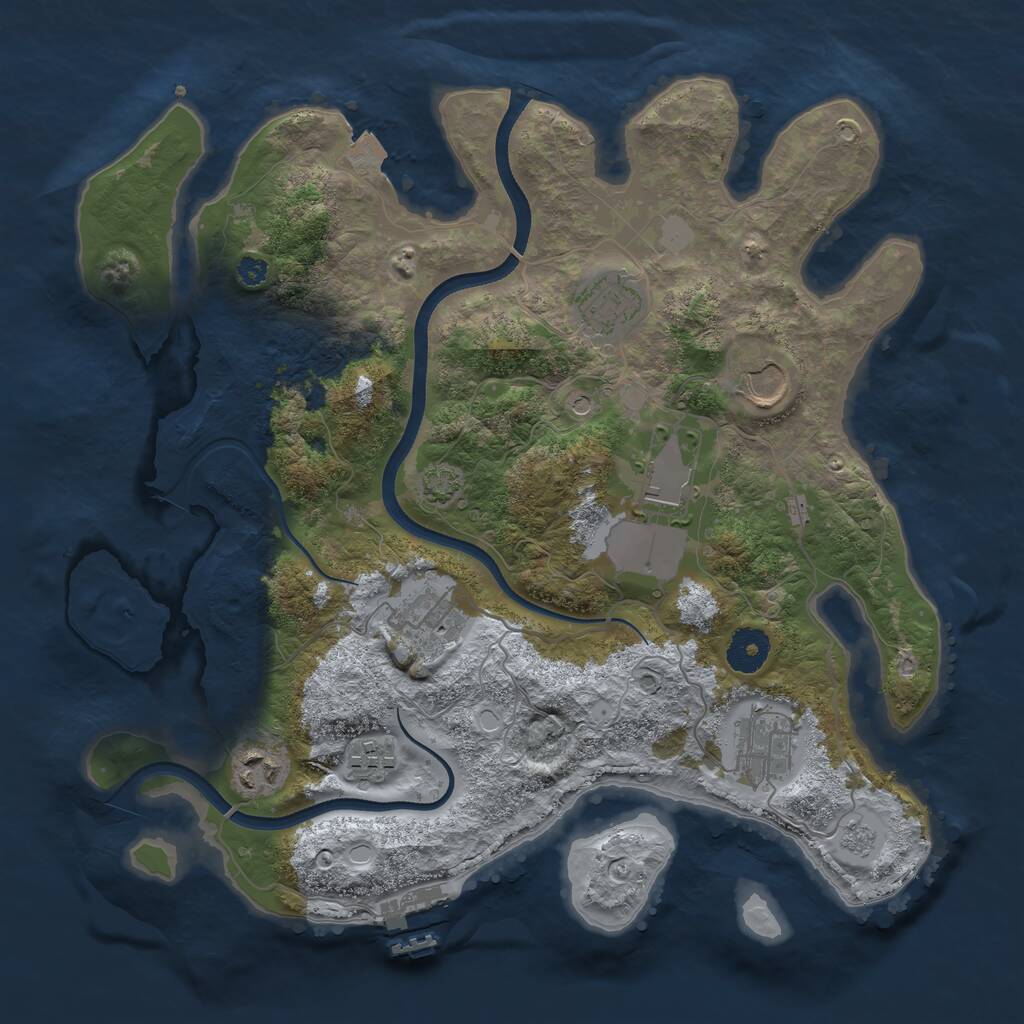 Rust Map: Procedural Map, Size: 3500, Seed: 544945915, 12 Monuments