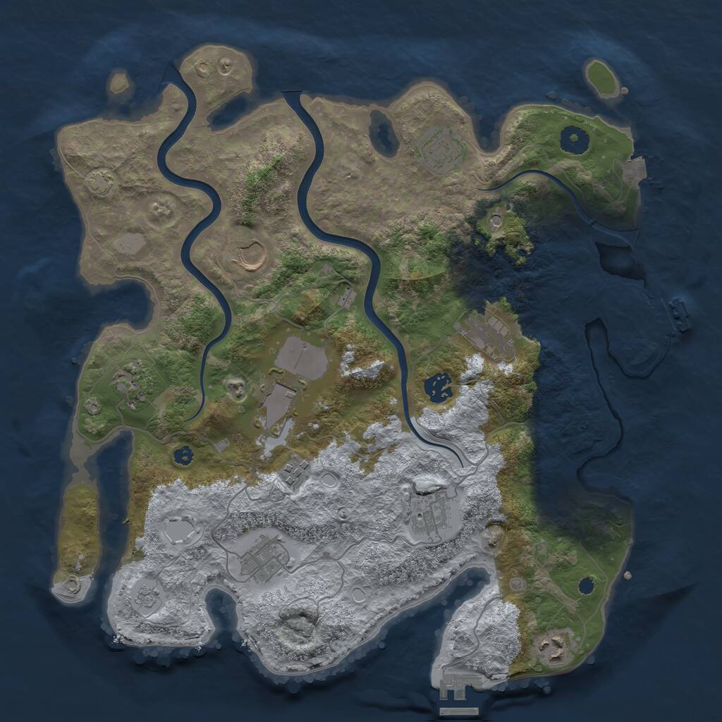 Rust Map: Procedural Map, Size: 3750, Seed: 447744, 16 Monuments
