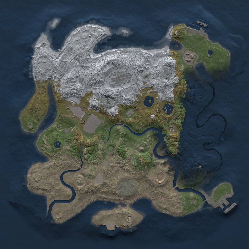 Rust Map: Procedural Map, Size: 3500, Seed: 463295, 13 Monuments