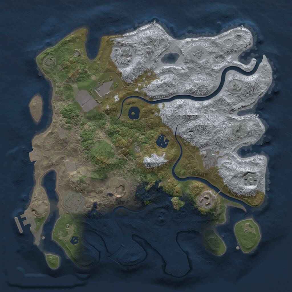 Rust Map: Procedural Map, Size: 3500, Seed: 544503, 13 Monuments
