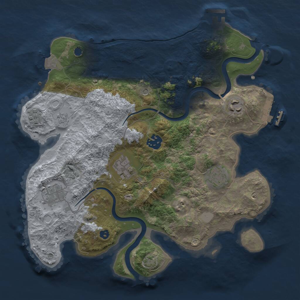 Rust Map: Procedural Map, Size: 3100, Seed: 874670, 12 Monuments