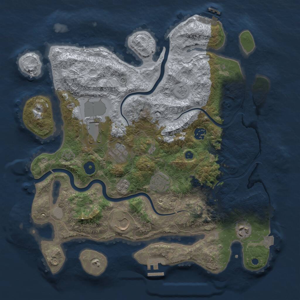 Rust Map: Procedural Map, Size: 3700, Seed: 633232076, 13 Monuments