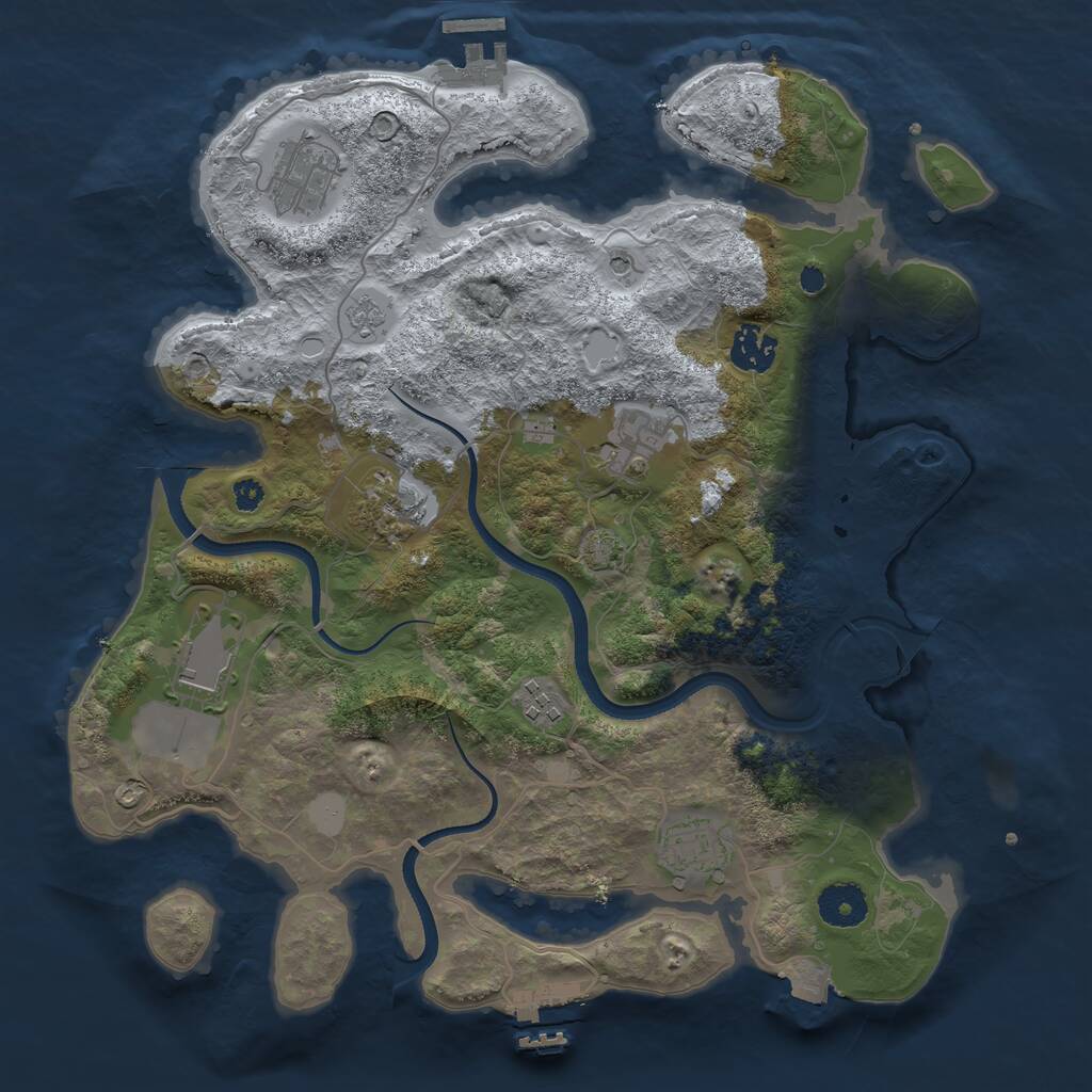 Rust Map: Procedural Map, Size: 3500, Seed: 237079, 13 Monuments