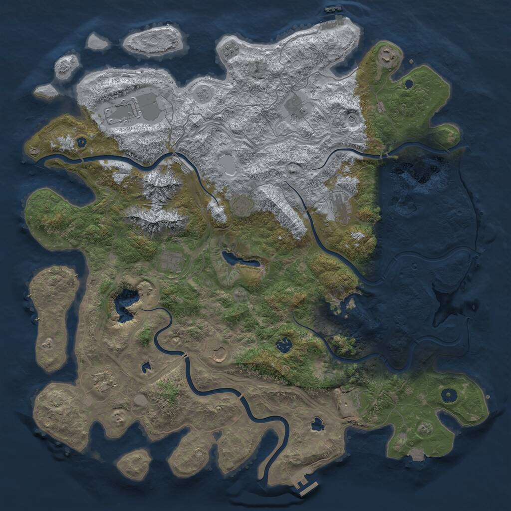 Rust Map: Procedural Map, Size: 5000, Seed: 750013, 17 Monuments