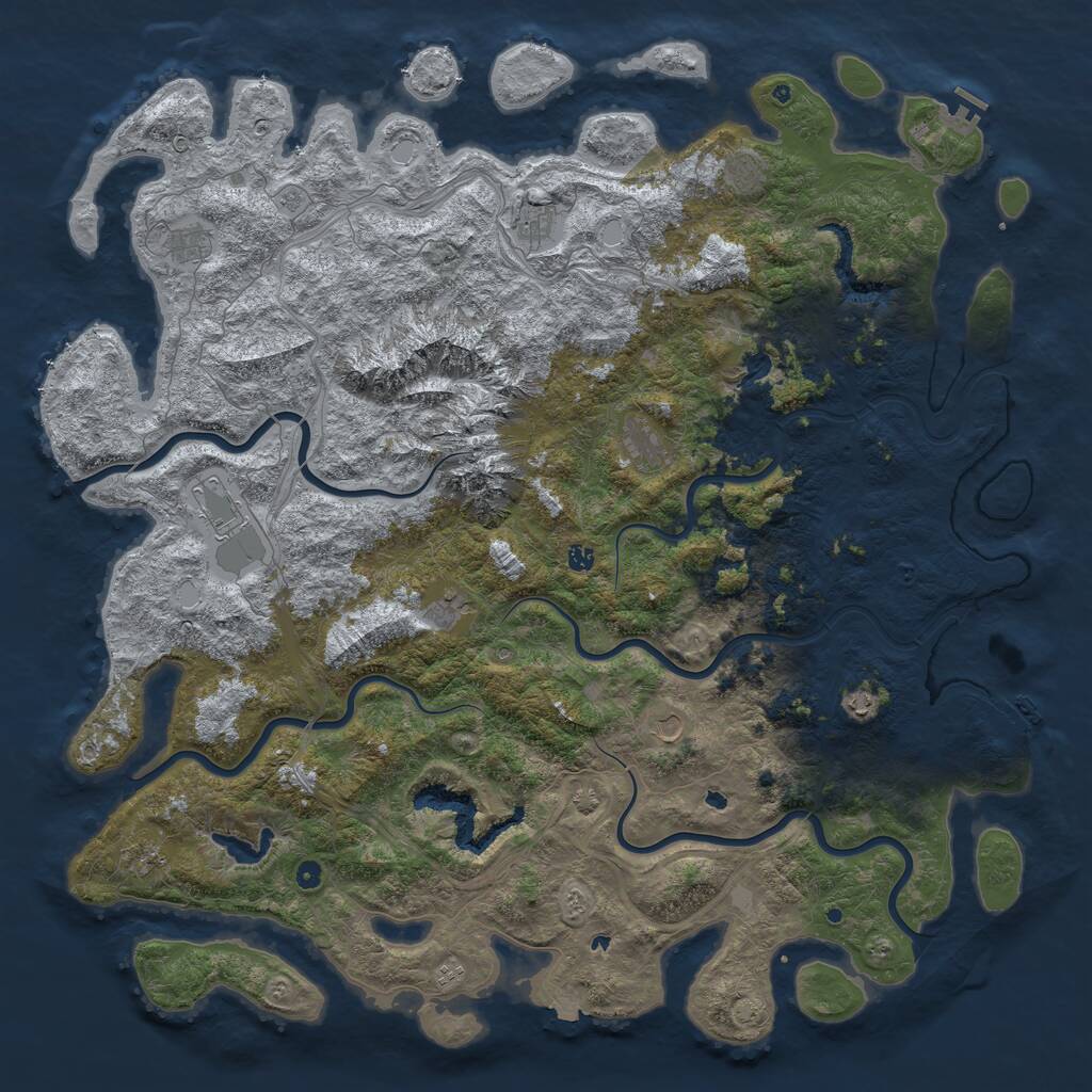 Rust Map: Procedural Map, Size: 6000, Seed: 137739269, 17 Monuments