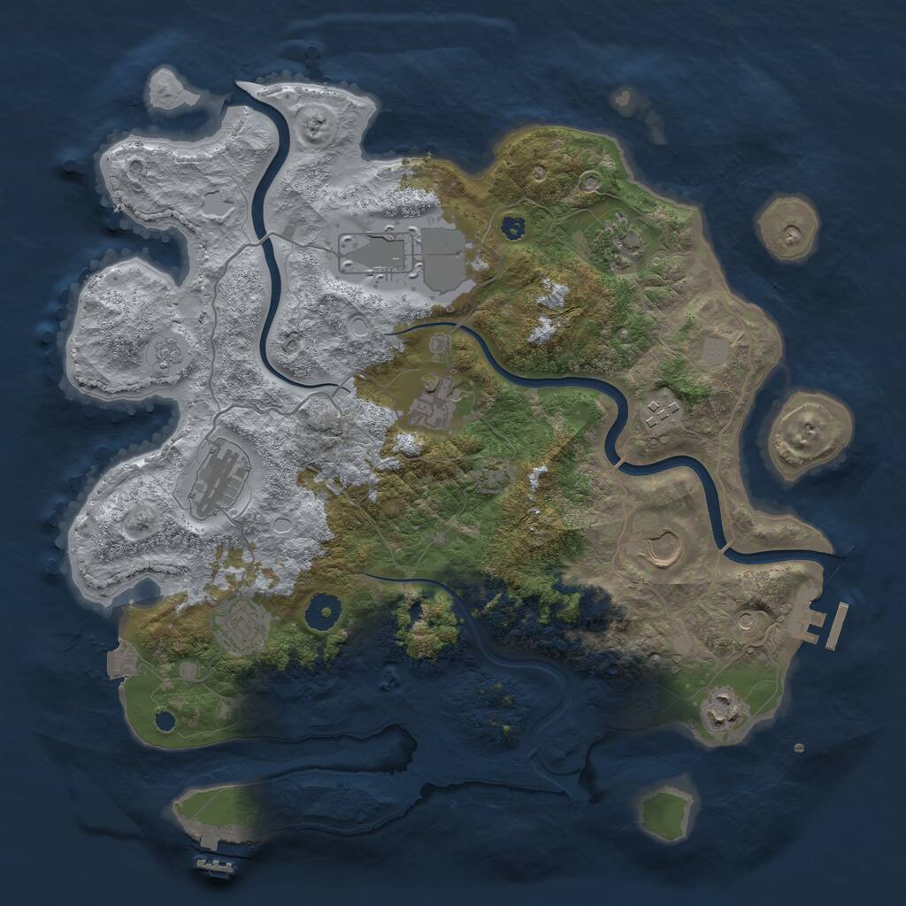 Rust Map: Procedural Map, Size: 3750, Seed: 173524, 14 Monuments