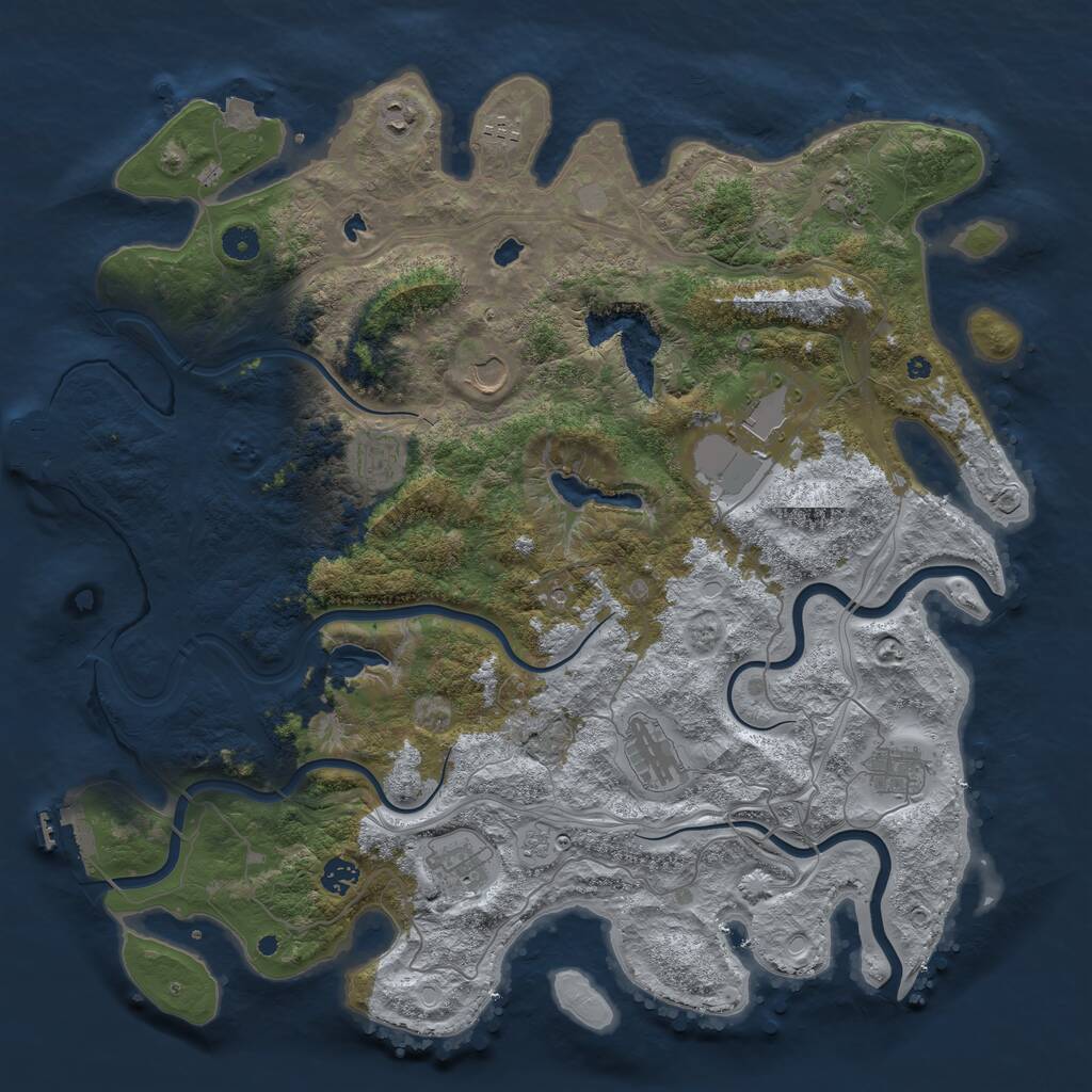 Rust Map: Procedural Map, Size: 4500, Seed: 336158, 16 Monuments