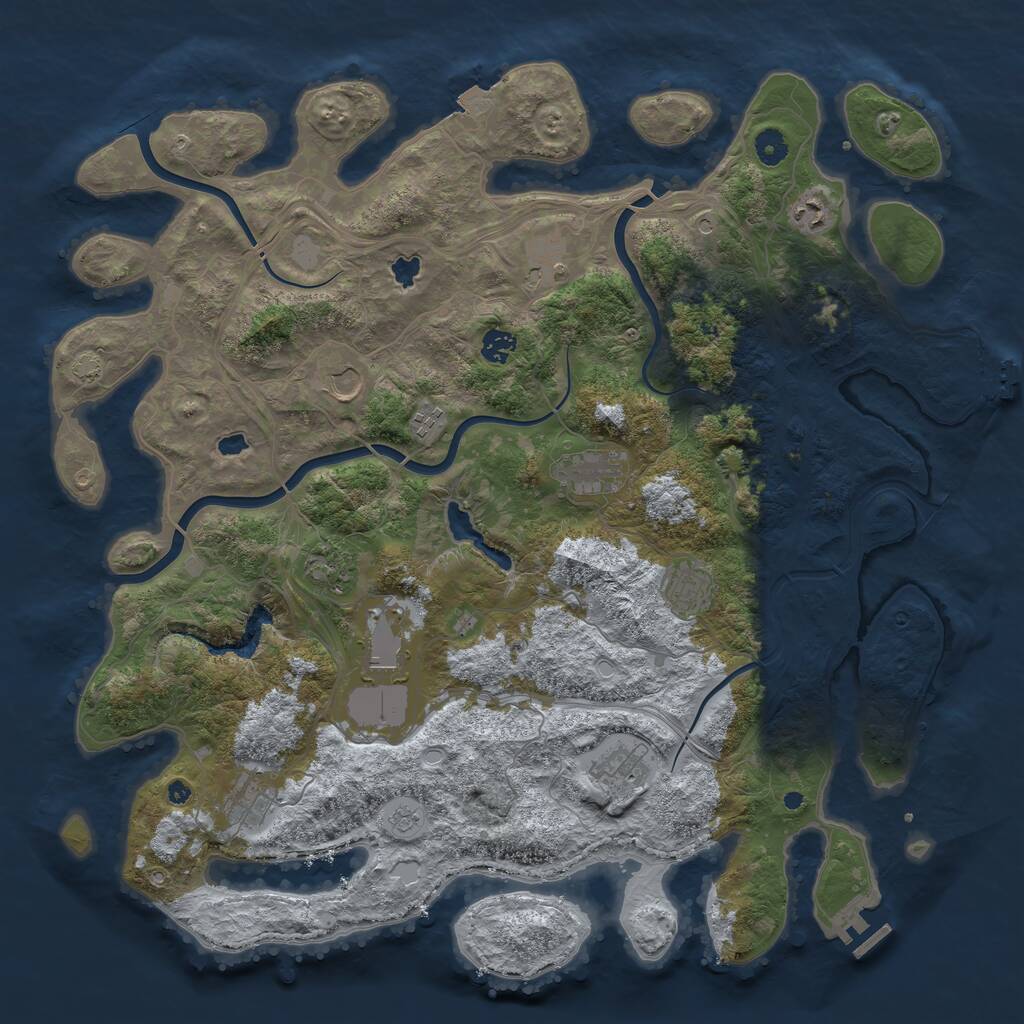 Rust Map: Procedural Map, Size: 4500, Seed: 640651, 17 Monuments