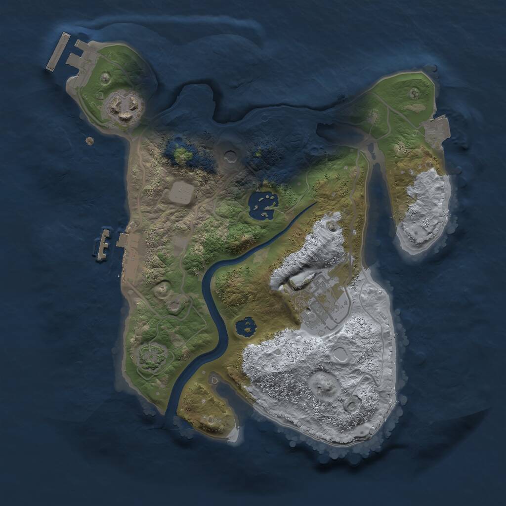 Rust Map: Procedural Map, Size: 2500, Seed: 61075, 8 Monuments
