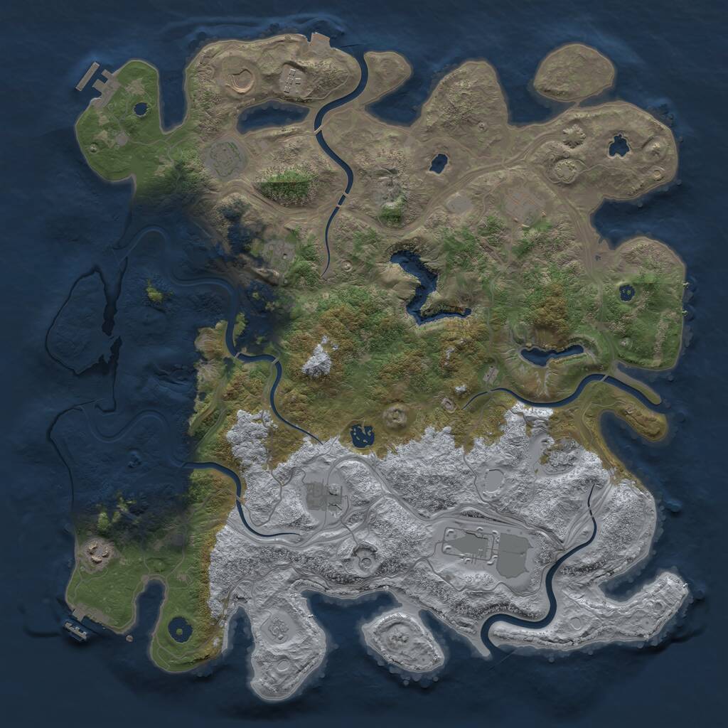 Rust Map: Procedural Map, Size: 4500, Seed: 546543, 16 Monuments
