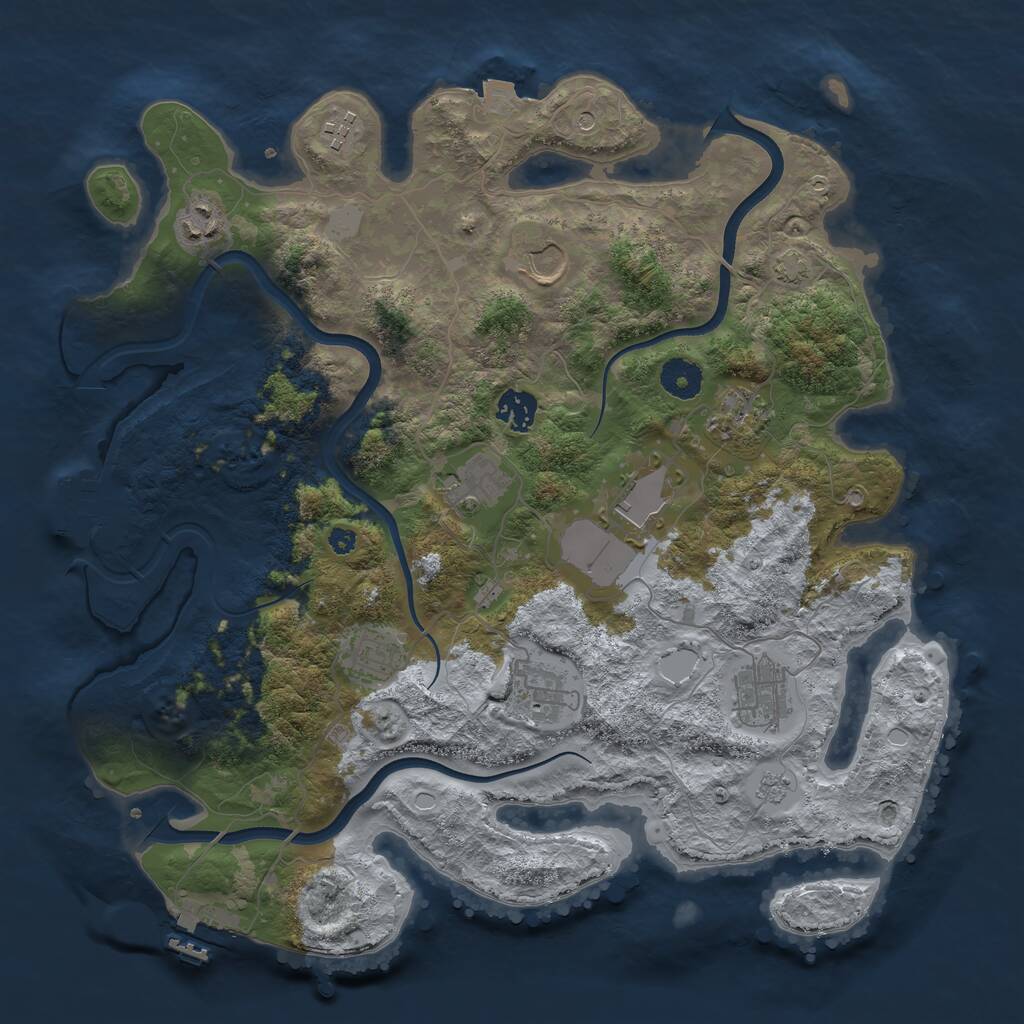 Rust Map: Procedural Map, Size: 3750, Seed: 791702, 16 Monuments