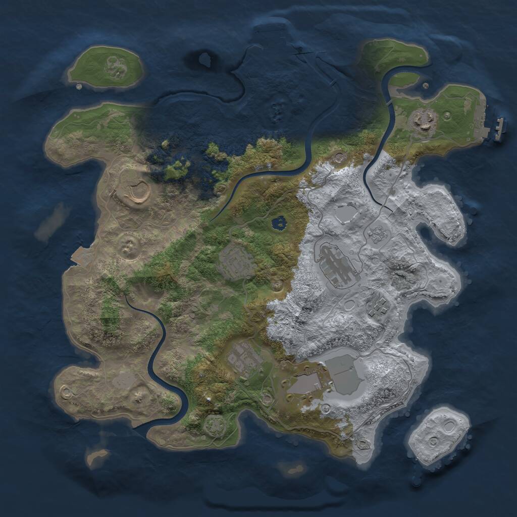 Rust Map: Procedural Map, Size: 3500, Seed: 1013196313, 13 Monuments