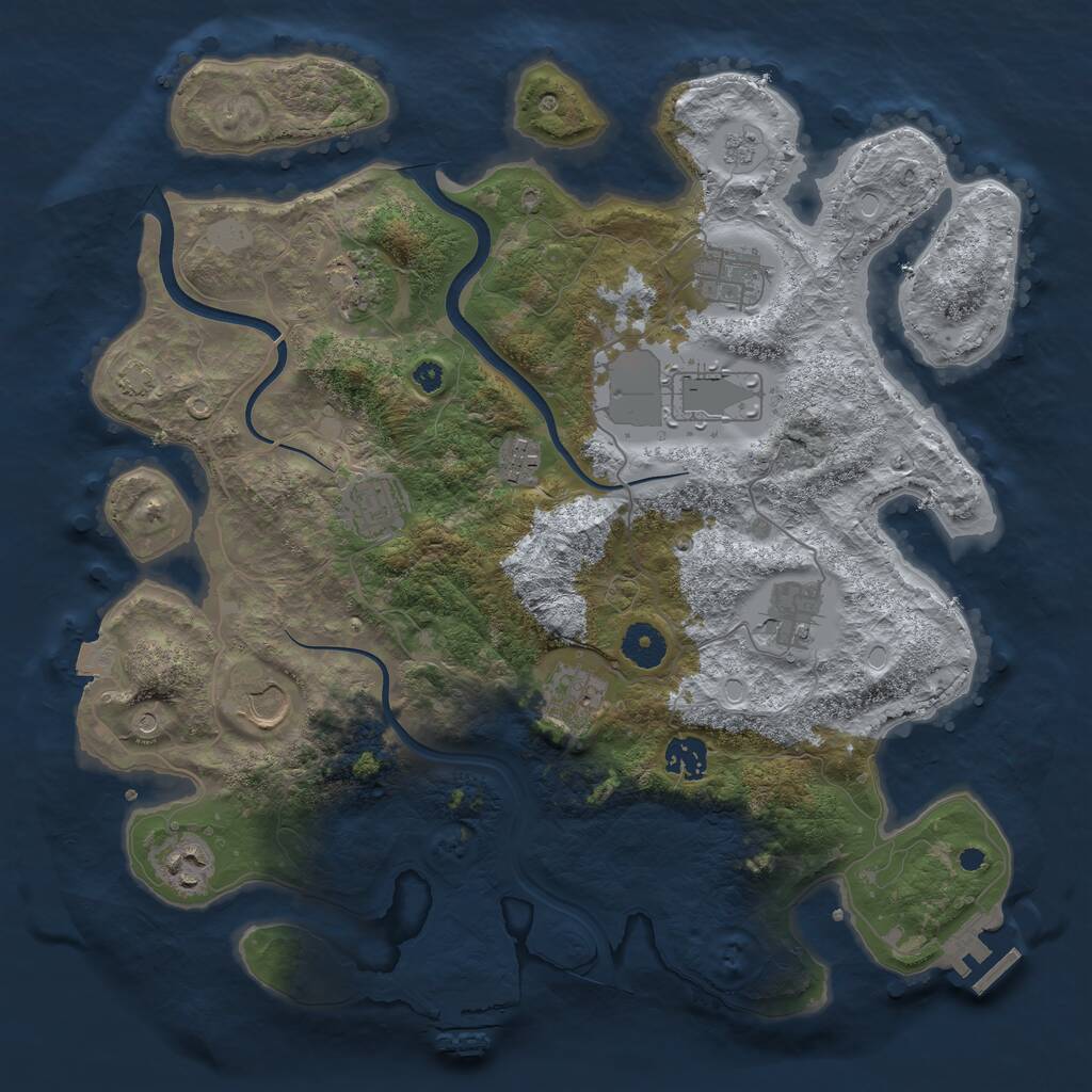 Rust Map: Procedural Map, Size: 3750, Seed: 641595, 16 Monuments