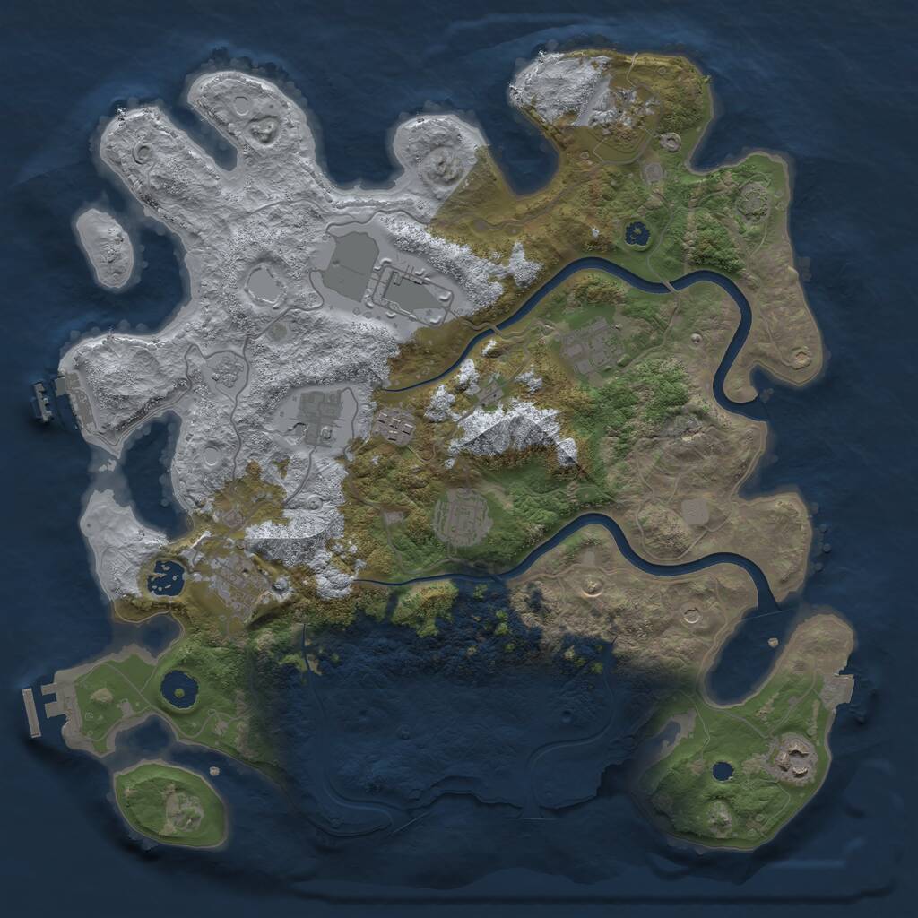 Rust Map: Procedural Map, Size: 3750, Seed: 989048, 15 Monuments