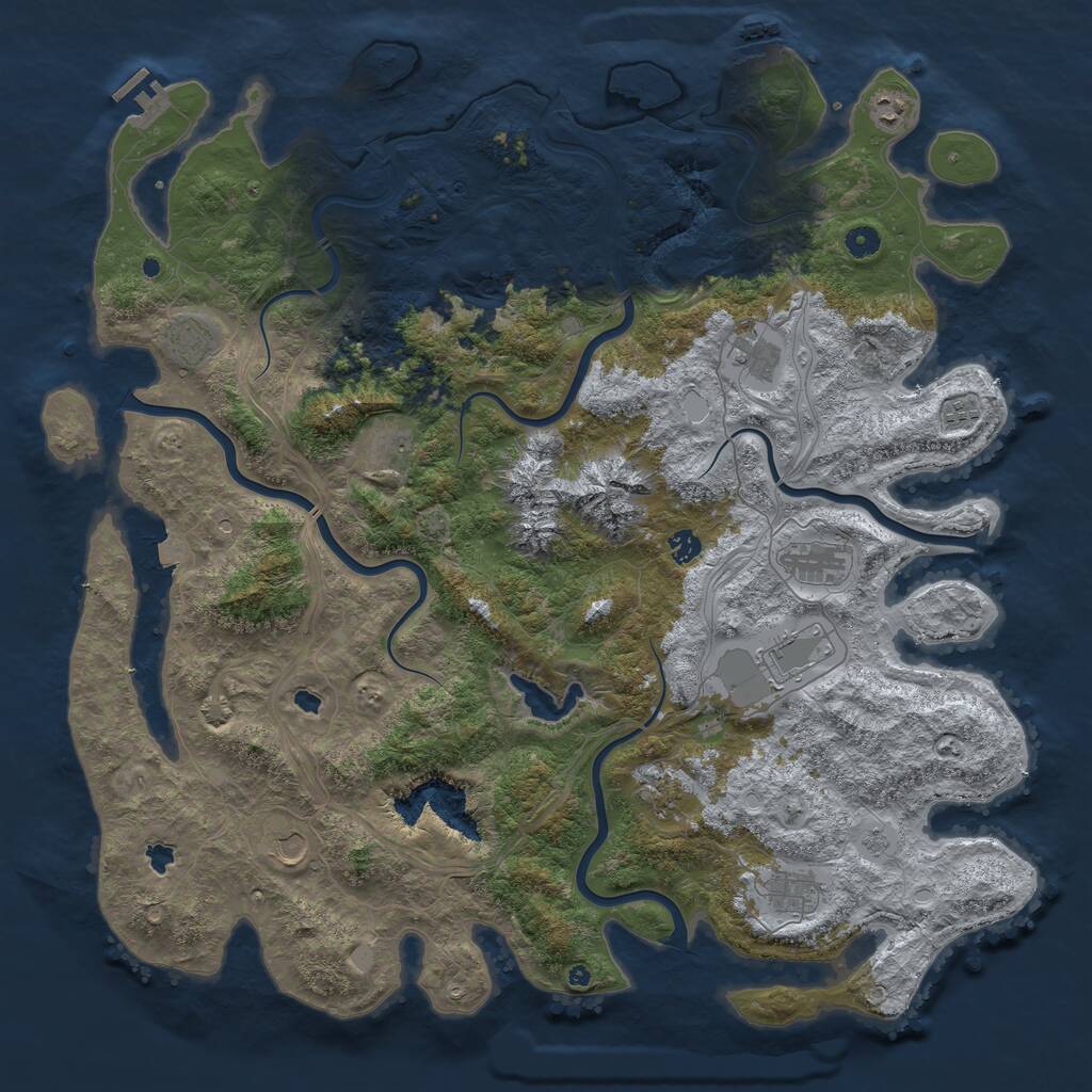 Rust Map: Procedural Map, Size: 5000, Seed: 865489, 17 Monuments