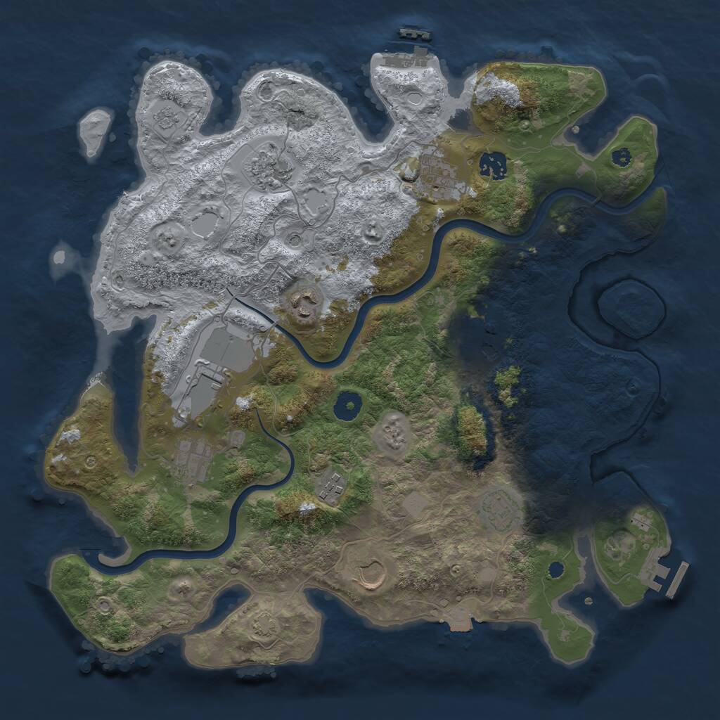 Rust Map: Procedural Map, Size: 3750, Seed: 604163, 16 Monuments