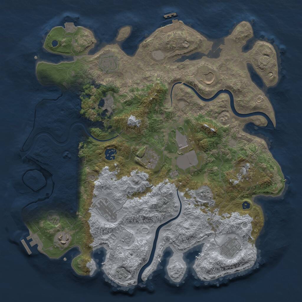 Rust Map: Procedural Map, Size: 3750, Seed: 980750, 17 Monuments